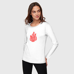 Лонгслив хлопковый женский Рисованный символ народа огня, цвет: белый — фото 2