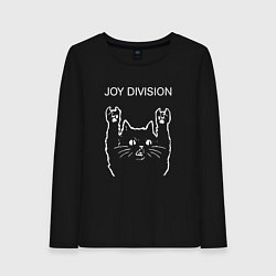 Лонгслив хлопковый женский Joy Division рок кот, цвет: черный