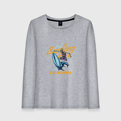 Лонгслив хлопковый женский Лучший серфинг в Калифорнии, цвет: меланж