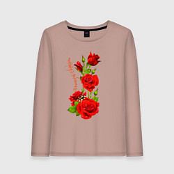 Лонгслив хлопковый женский Прекрасная Екатерина - букет из роз, цвет: пыльно-розовый