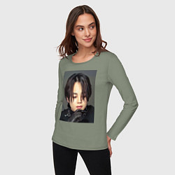 Лонгслив хлопковый женский Handsome Jimin, цвет: авокадо — фото 2
