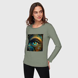Лонгслив хлопковый женский Глаз индейца, цвет: авокадо — фото 2