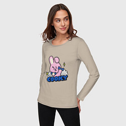 Лонгслив хлопковый женский Cooky BT21 Jungkook, цвет: миндальный — фото 2