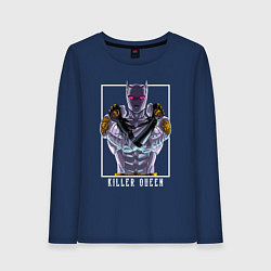 Лонгслив хлопковый женский Killer Queen anime, цвет: тёмно-синий