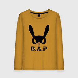Лонгслив хлопковый женский B A P big logo, цвет: горчичный
