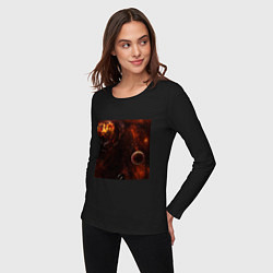 Лонгслив хлопковый женский Космос от нейросети, цвет: черный — фото 2