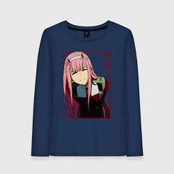 Лонгслив хлопковый женский Zero Two anime girl, цвет: тёмно-синий