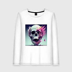 Лонгслив хлопковый женский Дефрагментация, цвет: белый