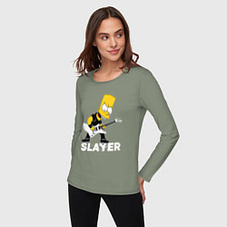 Лонгслив хлопковый женский Slayer Барт Симпсон рокер, цвет: авокадо — фото 2