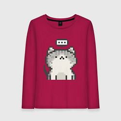 Лонгслив хлопковый женский Pixel Cat V1, цвет: маджента