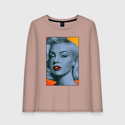Лонгслив хлопковый женский Тонированный портрет Мэрилин Монро, цвет: пыльно-розовый