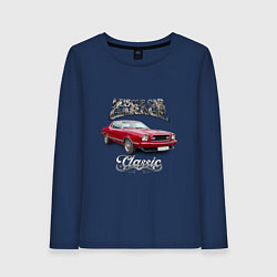 Лонгслив хлопковый женский Маслкар Ford Mustang, цвет: тёмно-синий