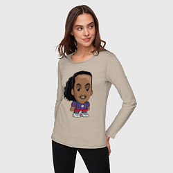 Лонгслив хлопковый женский Ronaldinho Barcelona, цвет: миндальный — фото 2