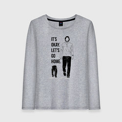Лонгслив хлопковый женский Its okay lets go home, цвет: меланж