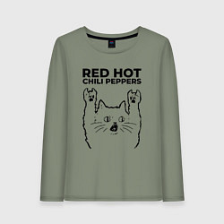 Лонгслив хлопковый женский Red Hot Chili Peppers - rock cat, цвет: авокадо