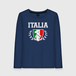 Лонгслив хлопковый женский Italy map, цвет: тёмно-синий