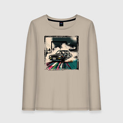 Лонгслив хлопковый женский JDM дрифт, цвет: миндальный