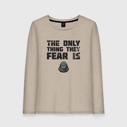 Лонгслив хлопковый женский The only thing they fear is you doom slayer, цвет: миндальный