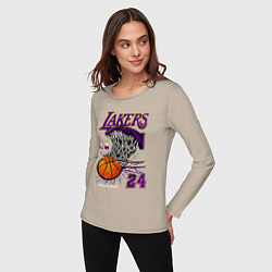 Лонгслив хлопковый женский LA Lakers Kobe, цвет: миндальный — фото 2