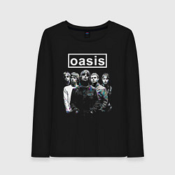 Лонгслив хлопковый женский Oasis рок группа, цвет: черный
