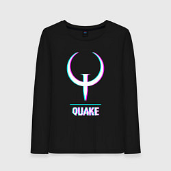 Лонгслив хлопковый женский Quake в стиле glitch и баги графики, цвет: черный