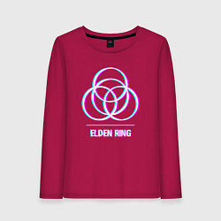 Лонгслив хлопковый женский Elden Ring в стиле glitch и баги графики, цвет: маджента
