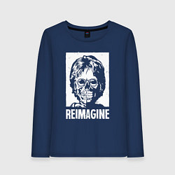 Лонгслив хлопковый женский Переосмысление, цвет: тёмно-синий