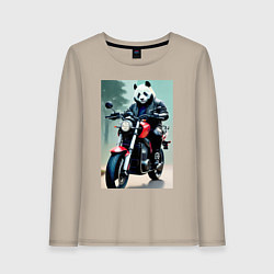 Лонгслив хлопковый женский Panda - cool biker, цвет: миндальный