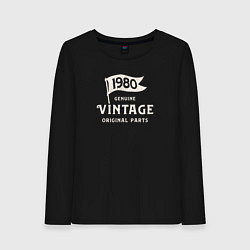 Лонгслив хлопковый женский 1980 подлинный винтаж - оригинальные детали, цвет: черный