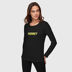 Лонгслив хлопковый женский Honey, цвет: черный — фото 2