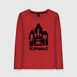 Лонгслив хлопковый женский Ramones панк рок группа, цвет: красный
