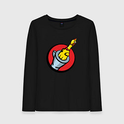 Лонгслив хлопковый женский Chicken gun логотип, цвет: черный
