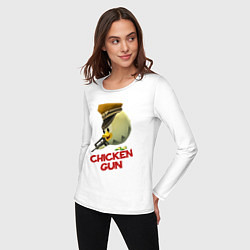 Лонгслив хлопковый женский Chicken Gun logo, цвет: белый — фото 2