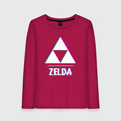 Лонгслив хлопковый женский Zelda в стиле glitch и баги графики, цвет: маджента
