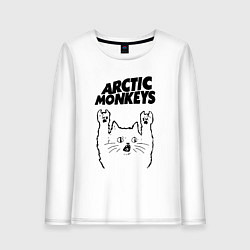 Лонгслив хлопковый женский Arctic Monkeys - rock cat, цвет: белый