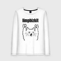 Лонгслив хлопковый женский Limp Bizkit - rock cat, цвет: белый