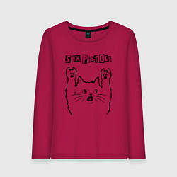 Лонгслив хлопковый женский Sex Pistols - rock cat, цвет: маджента