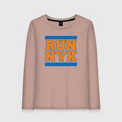 Лонгслив хлопковый женский Run New York Knicks, цвет: пыльно-розовый