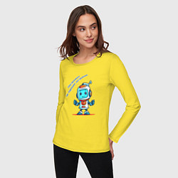 Лонгслив хлопковый женский Роботёнок, цвет: желтый — фото 2