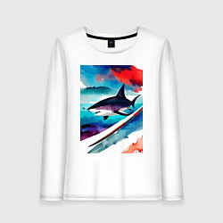 Женский лонгслив Shark - watercolor - art
