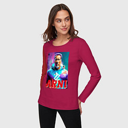 Лонгслив хлопковый женский Super Arnold Schwarzenegger - Arni ai pop art, цвет: маджента — фото 2