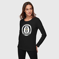 Лонгслив хлопковый женский Juventus club, цвет: черный — фото 2