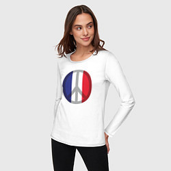 Лонгслив хлопковый женский Peace France, цвет: белый — фото 2