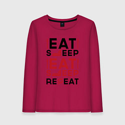 Лонгслив хлопковый женский Надпись: eat sleep S T A L K E R repeat, цвет: маджента