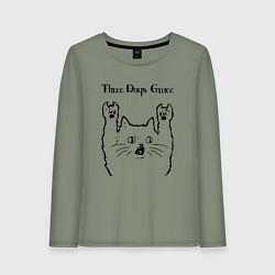 Лонгслив хлопковый женский Three Days Grace - rock cat, цвет: авокадо