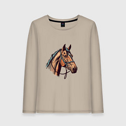 Лонгслив хлопковый женский Коняка скакуняка, цвет: миндальный