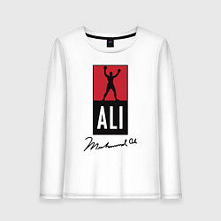 Лонгслив хлопковый женский Muhammad Ali boxer, цвет: белый