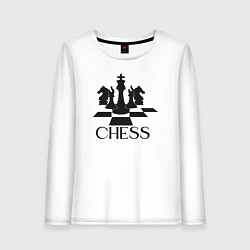 Лонгслив хлопковый женский Chess play, цвет: белый
