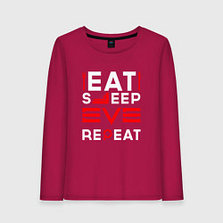 Женский лонгслив Надпись eat sleep EVE repeat