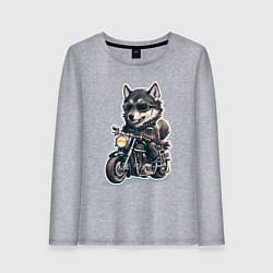 Лонгслив хлопковый женский Волчья сила на двух колесах, цвет: меланж